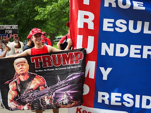 Hundreds of Trump supporters pack Bronx rally as counterprotesters jeer outside