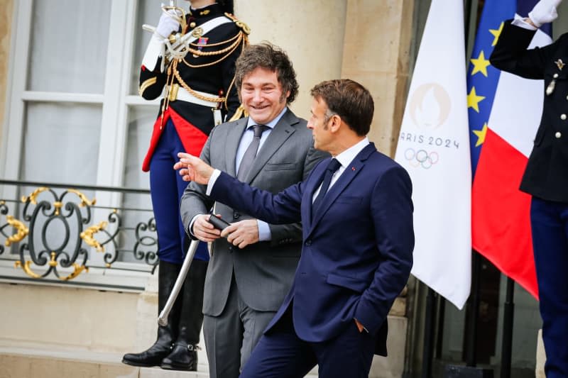 Argentina's Milei received by Macron in Paris