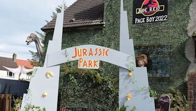 Scots home turned into Jurassic Park with huge dinosaurs and movie-style gates