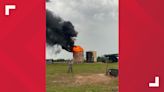 Fayette County first responders on scene of fire at oil storage tank that was struck by lightning