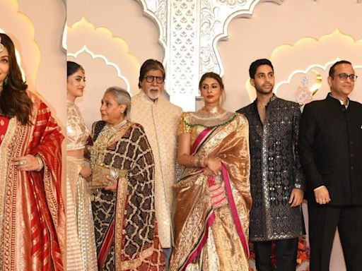 Bachchan Family Steals Limelight at Anant Ambani's Wedding; Aishwarya Rai Poses Solo on Red Carpet - News18