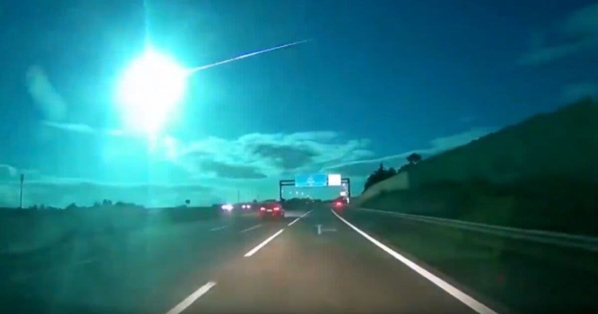 Astonishing blue light in sky over Europe as 100,000mph meteor hits Earth