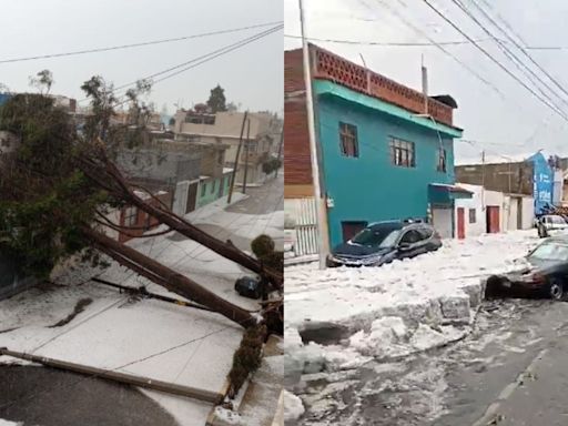 ¡Ríos de granizo en Puebla! Las calles quedaron cubiertas totalmente de hielo debido a una fuerte tromba