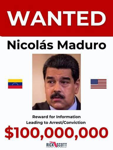 U.S. Senator Rick Scott Introduces Bill to Set $100 Million Reward for Arrest and Conviction of Nicolás Maduro of Venezuela