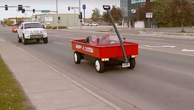 Super-sized red Radio Flyer wagon that you can drive is up for auction