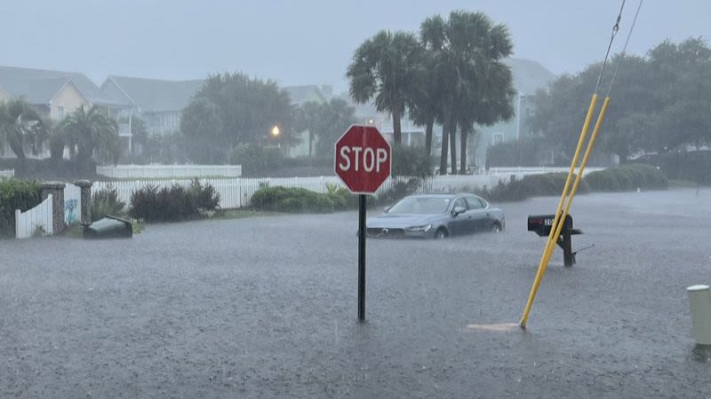 A once-in-1,000-year rainfall event from an unnamed storm floods homes and forces rescues in North Carolina