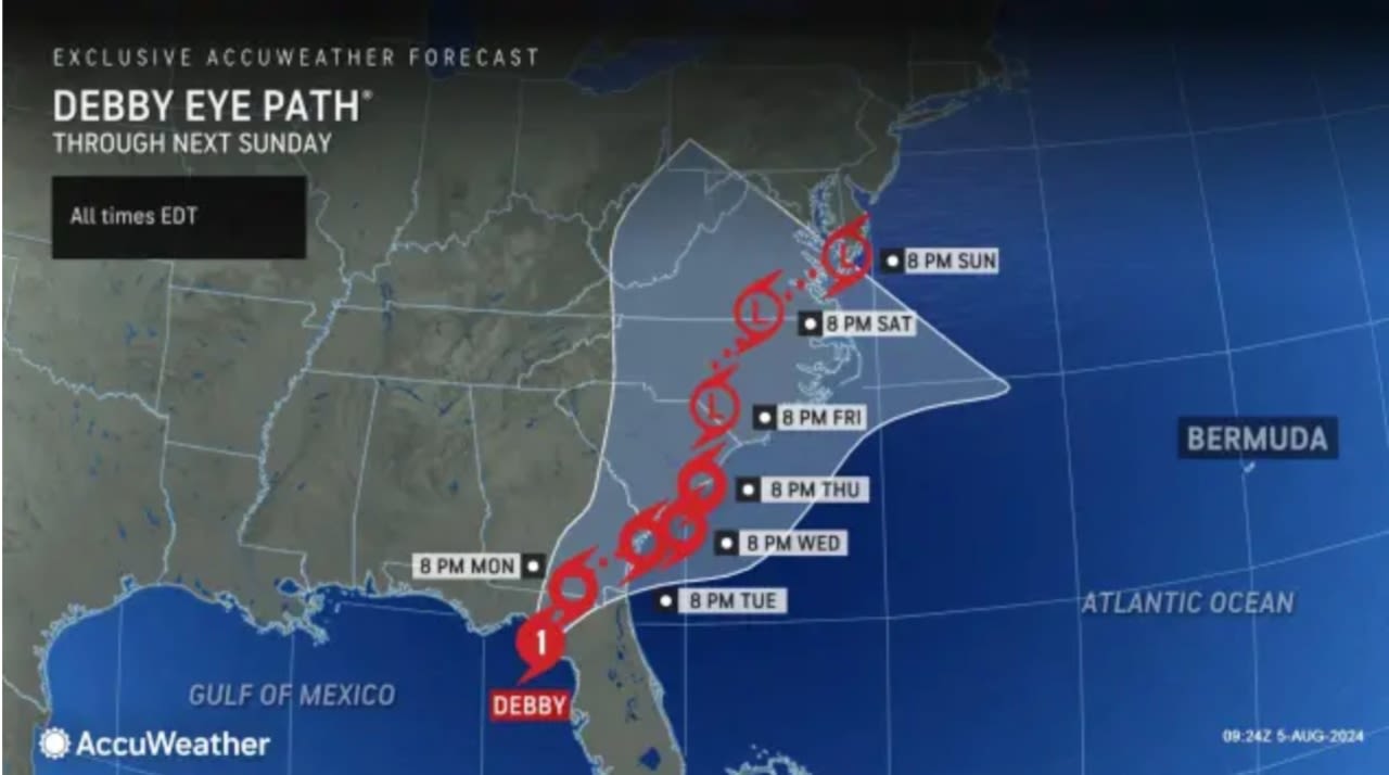 Hurricane Debby makes landfall. Latest updates on forecast track, maps for N.J.