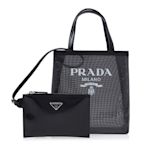 PRADA 普拉達 官網爆款 亮片網布手提子母包(黑色)