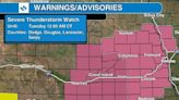 Severe Thunderstorm Watch for much of Nebraska until 12 a.m.