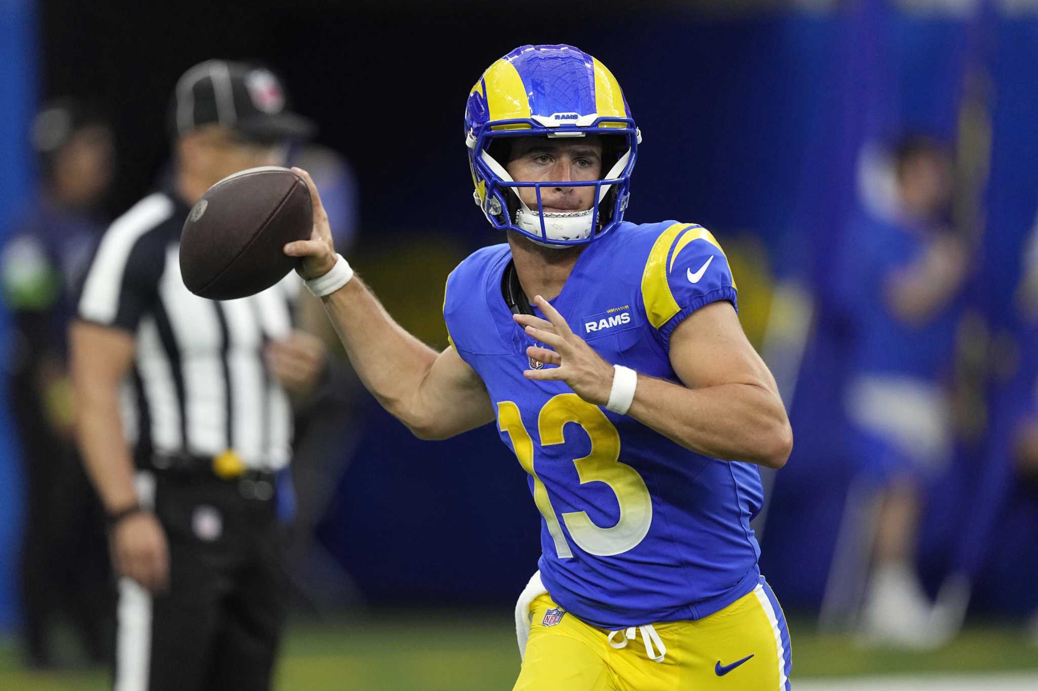 QB Stetson Bennett is back with the Rams for offseason workouts after missing his first NFL season