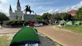 Palestinian supporters set up tents in New Orleans Jackson Square as protests sweep the US