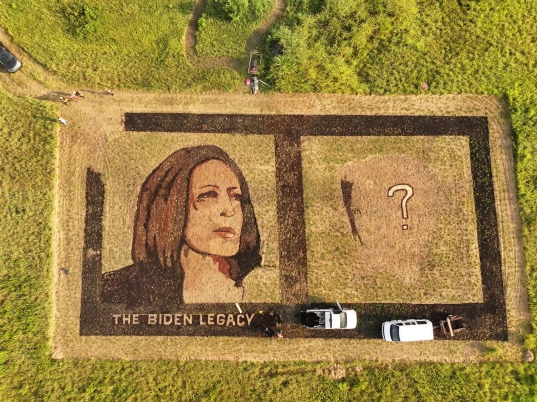 Stan Herd is carving Kamala Harris’ portrait into a field — and is leaving room for her VP pick