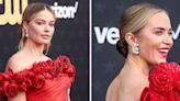 Margot Robbie and Emily Blunt Accessorize With Floral Accents on the Red Carpet at the Critics Choice Awards 2024