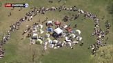 Northwestern University students build encampment on Deering Meadow in pro-Palestinian protest