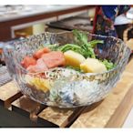 日式錘紋金邊玻璃碗沙拉碗碟套裝家用水果盤創意北歐風餐具甜品碗~特價