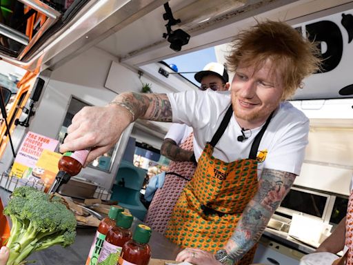 Ed Sheeran makes surprise visit to supermarket to sign autographs in hot sauce