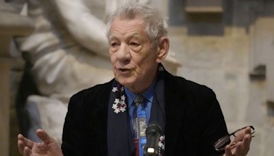 Wrist and neck injuries ‘on the mend’ after theatre fall, says Sir Ian McKellen