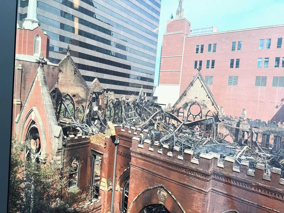 First Baptist Dallas is working to move Sunday service back to campus after sanctuary fire