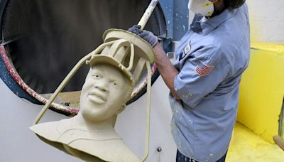 Jackie Robinson is rebuilt in bronze after theft of statue from park