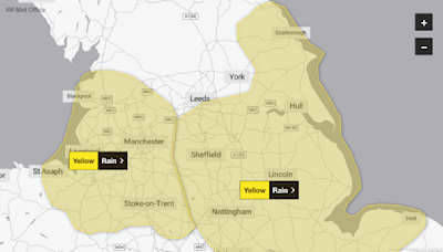 Map shows UK flood alerts as weather warning for heavy rain in place