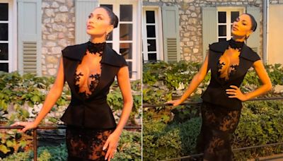 You'll Find Nicole Scherzinger "Somewhere In A Charming Little Village" In A Chic Sheer Black Dress