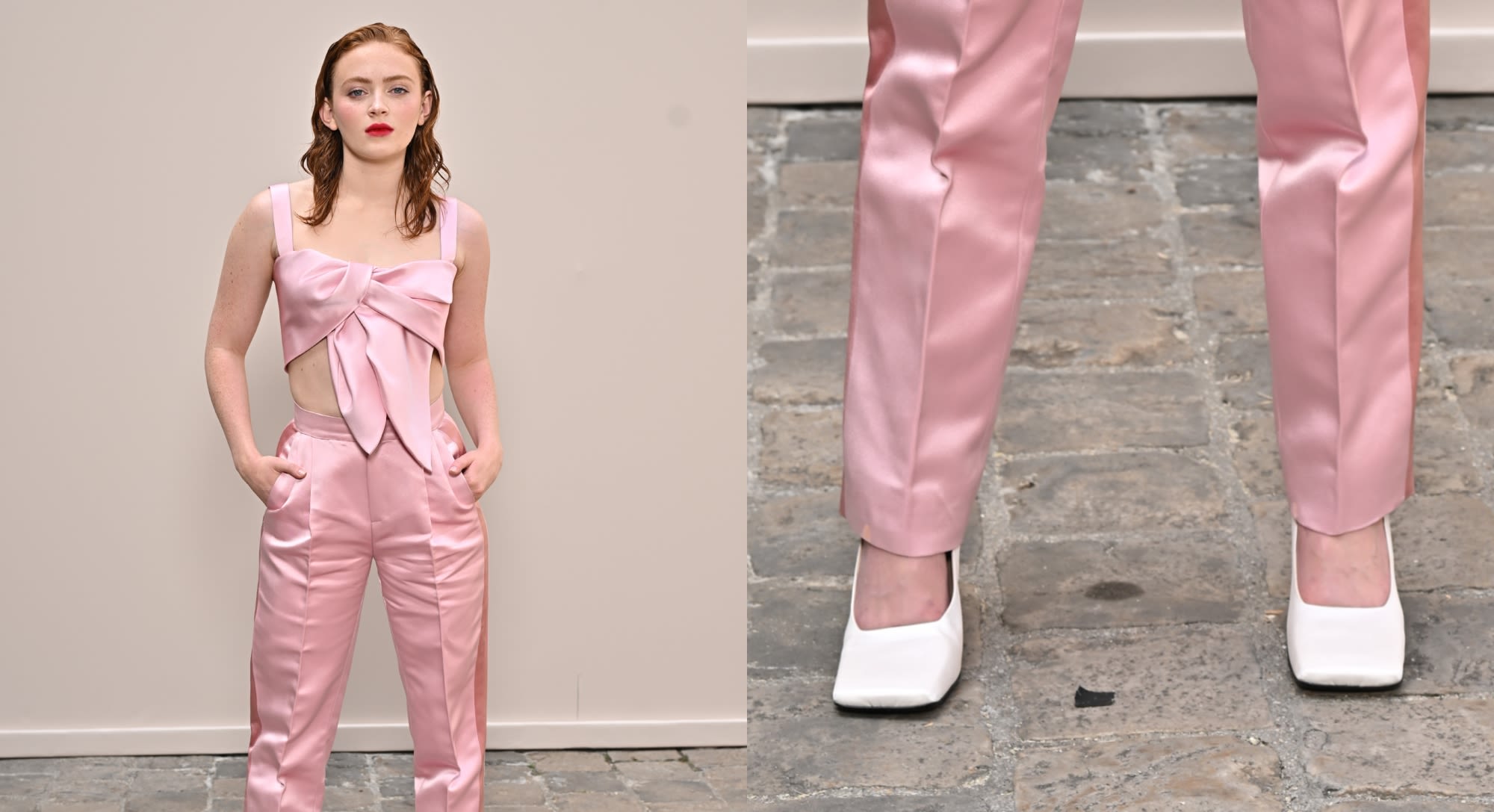 Sadie Sink Makes an Impression in Square-Toe White Heels at Ashi Studio’s Fall Couture 2024 Show During Paris Fashion Week