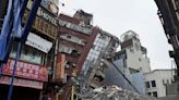 Earthquake aftershocks halt the demolition of a leaning building in Taiwan. Death toll rises to 13