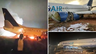 Passengers flee fiery Boeing 737 that skidded off runway in Senegal