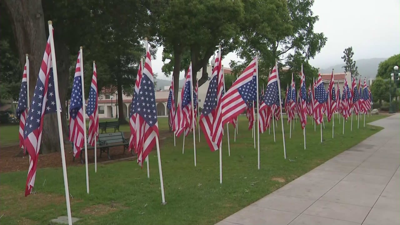 Dozens of upside-down U.S. flags spotted outside Monrovia library in wake of Trump conviction