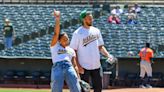 Stephen Curry Throws Wild First Pitch at Oakland A's Game During Day Out with Wife Ayesha