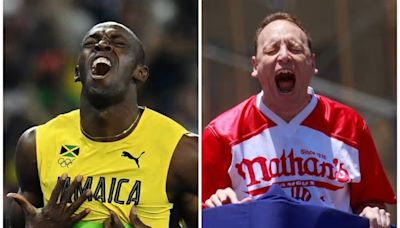 Could Joey Chestnut beat Usain Bolt in a race if they both first ate a hot dog? Our staff debates.