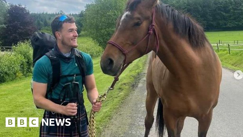 Scotland fan walking to Euros passes halfway mark