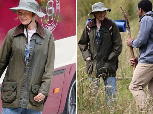 Renee Zellweger pictured in camping gear while filming Bridget Jones 4