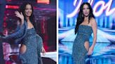 Katy Perry Shimmers in Metallic Blue Coperni ‘Sponge’ Dress With Hip Exposures on ‘American Idol’