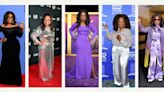 Oprah Winfrey's best looks, from elegant purple gowns to chic silky tailoring