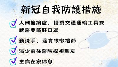 新冠疫情上升 請佩戴口罩落實手部衛生及咳嗽禮節