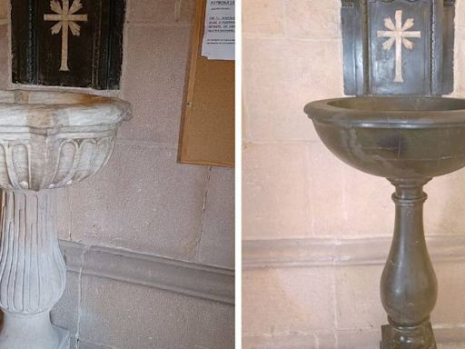 Restauradas las pilas de agua bendita del Santuario de la Virgen de Linarejos