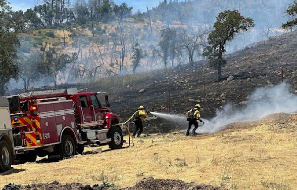 Crystal Fire burns 25-30 acres of vegetation in St. Helena near Silverado Trail in Napa County