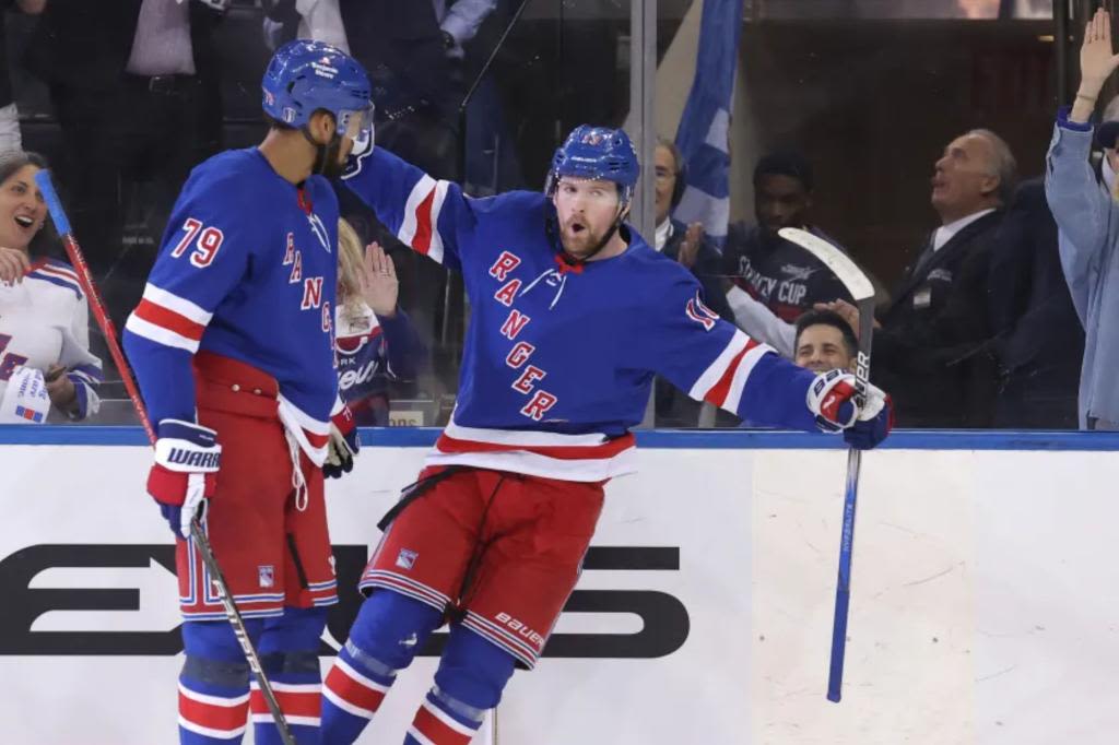 Alexis Lafreniere ends playoff goal drought in big way in Rangers’ win