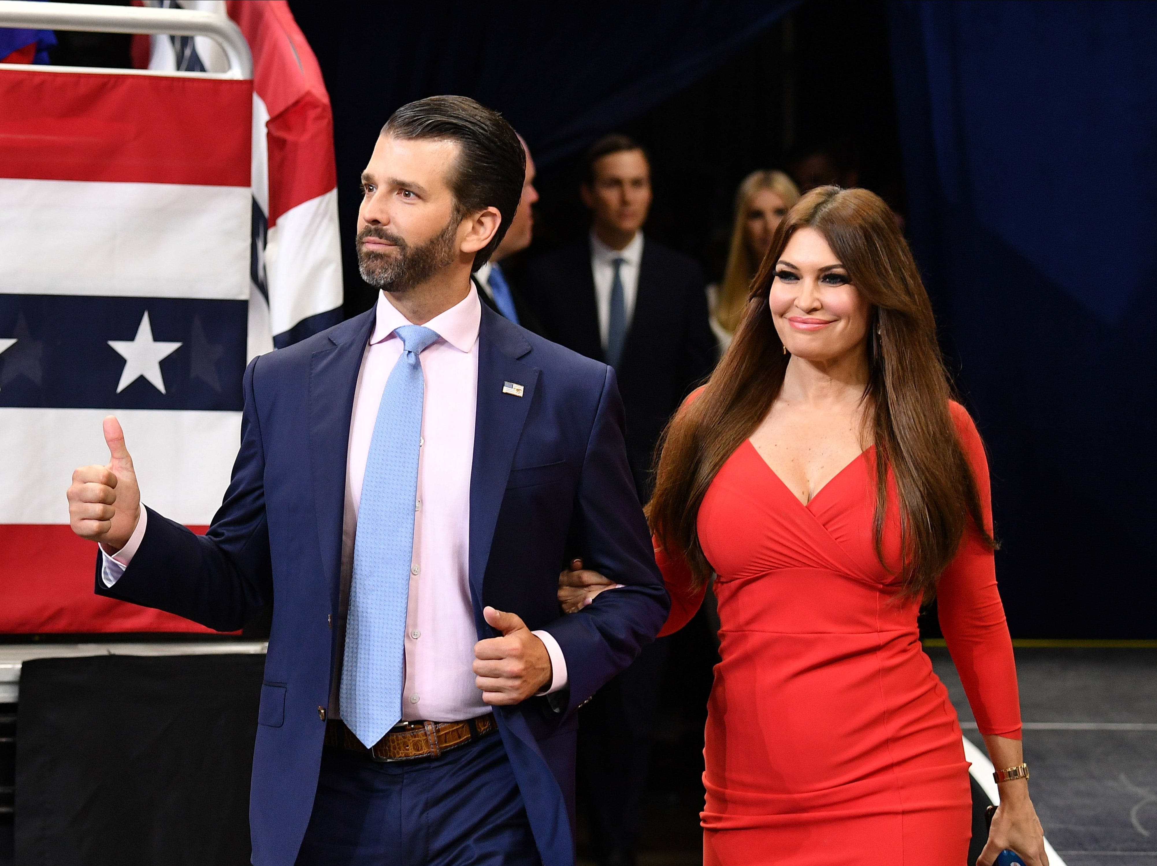 GOP power couple Donald Trump Jr. and Kimberly Guilfoyle are back on the Trump campaign trail. Here's a timeline of their relationship.