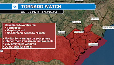 Tornado Watch until 7 p.m. for much of SC