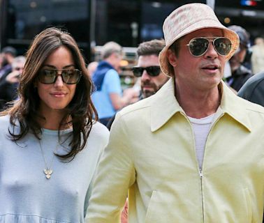 Brad Pitt and Girlfriend Ines de Ramon Hold Hands While Attending the British Grand Prix in England