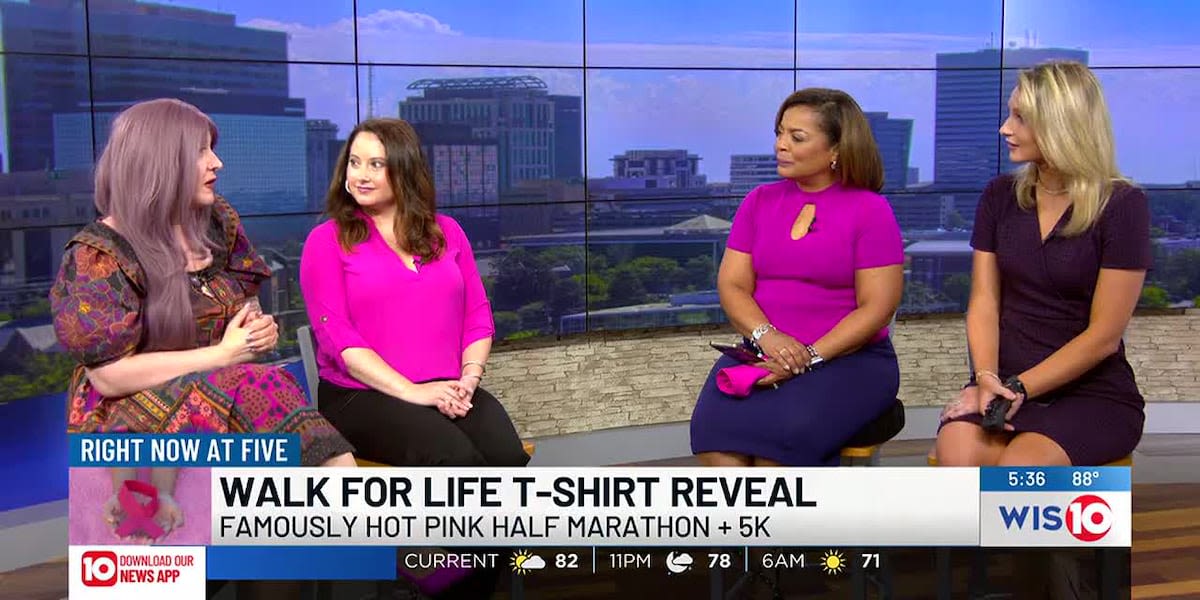 T-shirt reveal for Walk For Life Famously Hot Pink Half Marathon + 5K