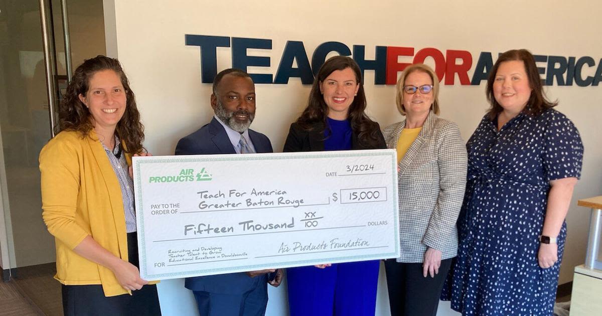 Air Products supports Donaldsonville STEM education through $15,000 donation to Teach For America