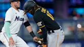 Marlins SS Miguel Rojas loses piece of tooth in collision with Pirates rookie Oneil Cruz