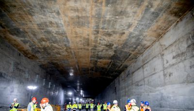 The Danish king inaugurates the first element of a road-and-rail tunnel linking Denmark to Germany