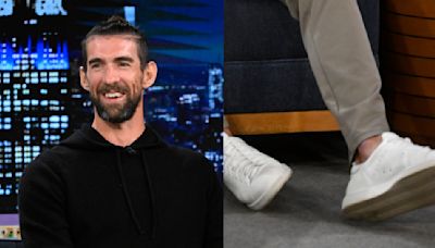 Michael Phelps Ties Into All White Golden Goose Shoes on ‘Tonight Show’