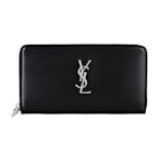 YSL Classic經典銀字LOGO光滑小牛皮拉鍊長夾(黑)