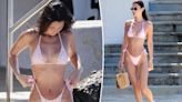 Bella Hadid is all laced up in itty-bitty pink bikini in Cannes