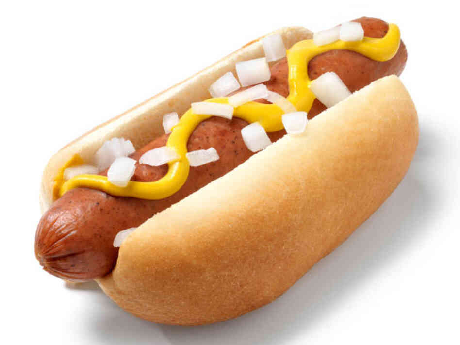 hot dog with mustard and onions